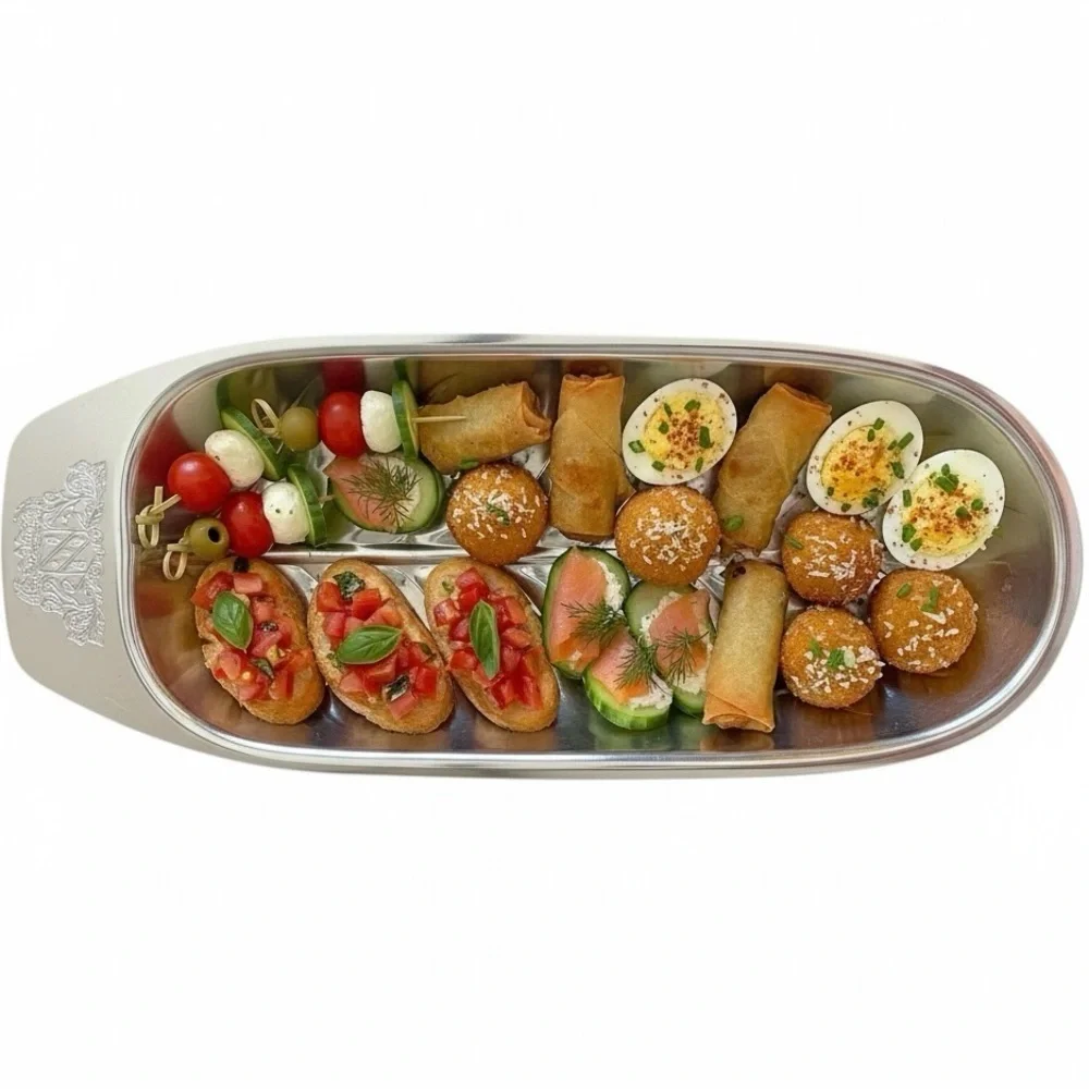 Kensington aluminum banana leaf serving tray, gift ware from 1930’s, Art Deco